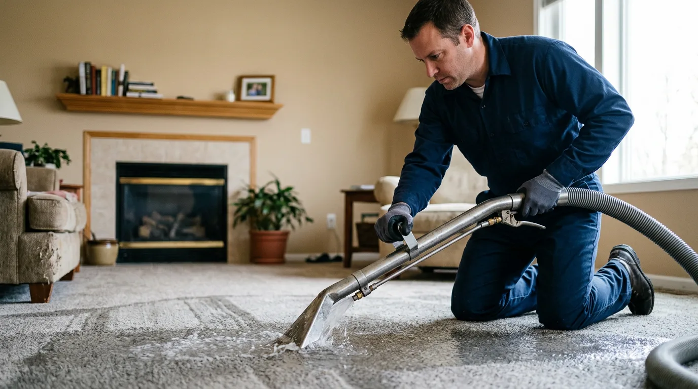 Water damage restoration technician working near Alexander, NC